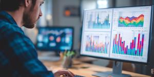 A man using AI to create graphs and charts